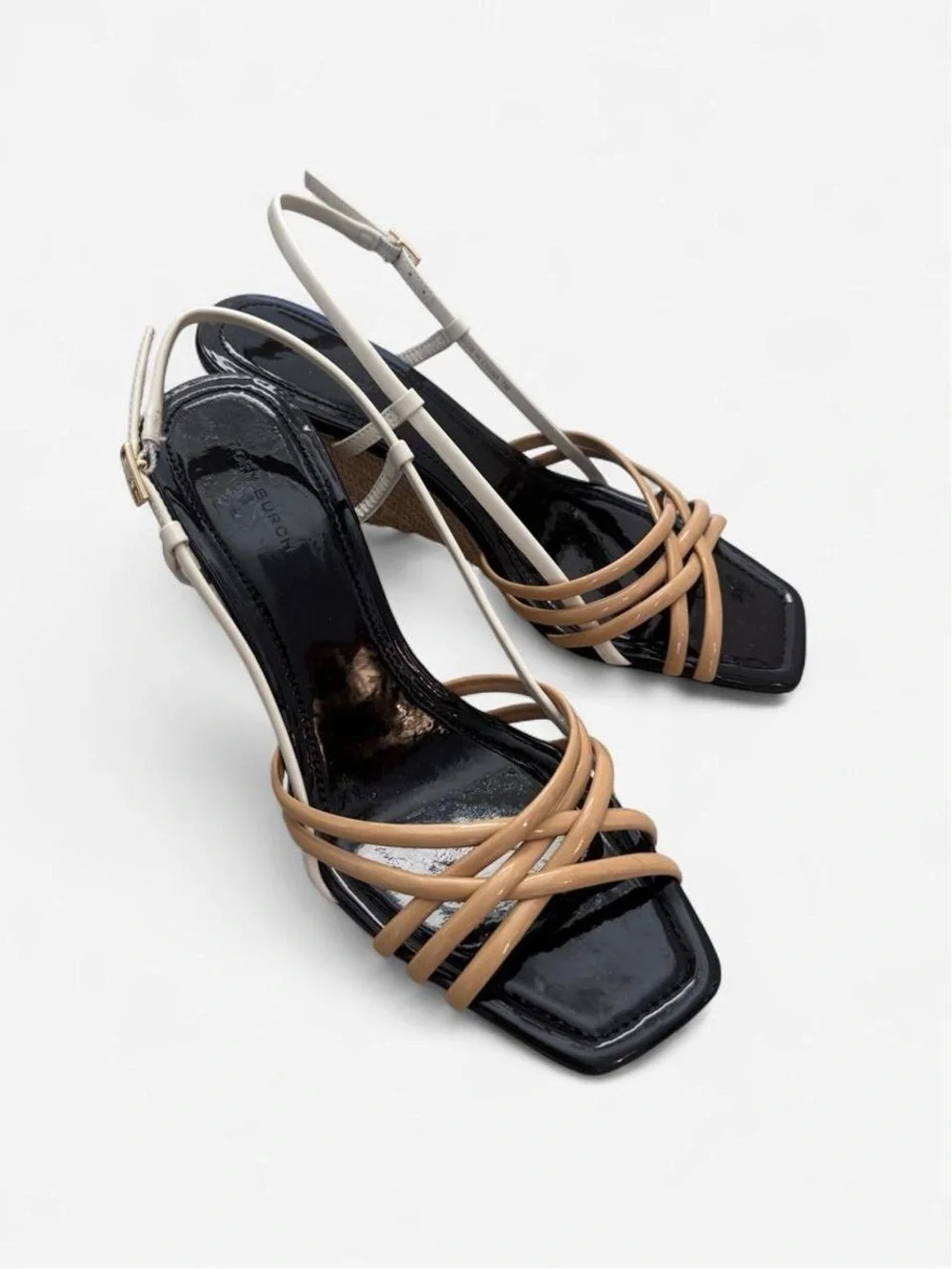 [New] Tory Burch multi strap 75mm wedge sandals US 7
